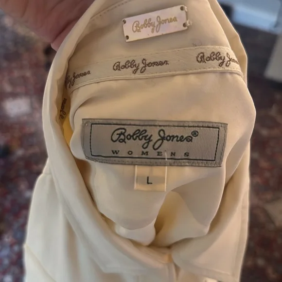 Vintage 100% Silk Ivory Button Down - Size L - Picture 6 of 7